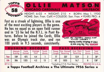 1994 Topps Archives 1956 #58 Ollie Matson Back