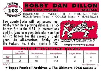 1994 Topps Archives 1956 #103 Bobby Dillon Back