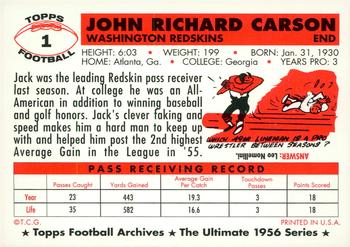 1994 Topps Archives 1956 - Gold #1 Jack Carson Back