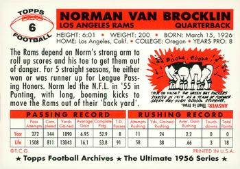 1994 Topps Archives 1956 - Gold #6 Norm Van Brocklin Back