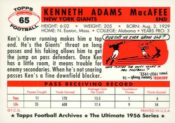 1994 Topps Archives 1956 - Gold #65 Ken MacAfee Back