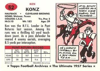 1994 Topps Archives 1957 #52 Ken Konz Back