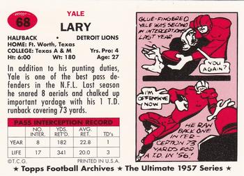1994 Topps Archives 1957 #68 Yale Lary Back