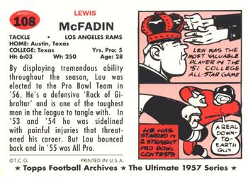 1994 Topps Archives 1957 #108 Lewis McFadin Back