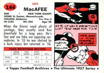 1994 Topps Archives 1957 - Gold #144 Ken MacAfee Back