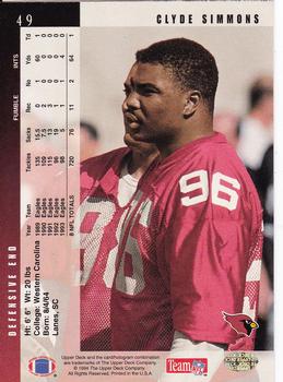 1994 Upper Deck - Electric #49 Clyde Simmons Back