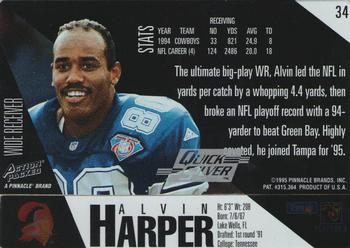 1995 Action Packed - Quick Silver #34 Alvin Harper Back