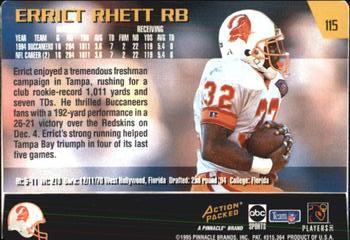 1995 Action Packed Monday Night Football #115 Errict Rhett Back