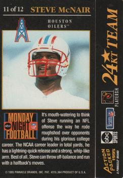 1995 Action Packed Monday Night Football - 24K Gold #11 Steve McNair Back