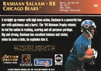 1995 Action Packed Monday Night Football - Highlights #90 Rashaan Salaam Back