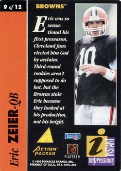 1995 Action Packed Rookies & Stars - Instant Impressions #9 Eric Zeier Back