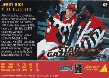 1995 Action Packed Rookies & Stars - Stargazers #65 Jerry Rice Back