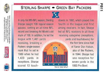 1993 Upper Deck - Pro Bowl #PB11 Sterling Sharpe Back