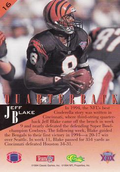 1995 Classic NFL Experience - Gold #16 Jeff Blake Back