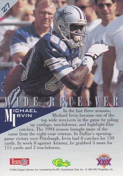 1995 Classic NFL Experience - Gold #27 Michael Irvin Back
