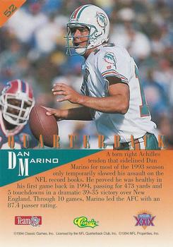 1995 Classic NFL Experience - Gold #52 Dan Marino Back