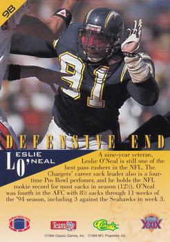 1995 Classic NFL Experience - Gold #98 Leslie O'Neal Back