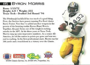 1995 Classic NFL Experience - Rookies #R5 Byron Morris Back