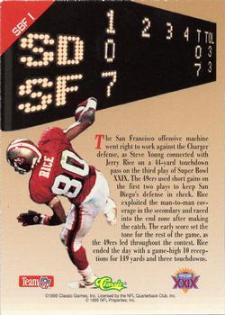 1995 Classic NFL Experience - Super Bowl Inserts #SBF1 Jerry Rice Back