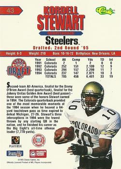 1995 Classic NFL Rookies - Printer's Proofs #43 Kordell Stewart Back