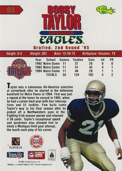 1995 Classic NFL Rookies - Printer's Proofs #63 Bobby Taylor Back