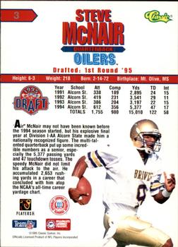 1995 Classic NFL Rookies - Printer's Proofs Silver #3 Steve McNair Back