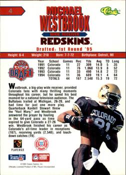 1995 Classic NFL Rookies - Printer's Proofs Silver #4 Michael Westbrook Back