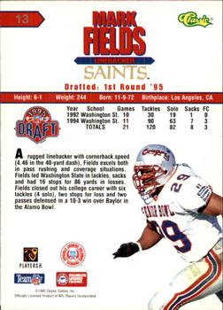 1995 Classic NFL Rookies - Printer's Proofs Silver #13 Mark Fields Back