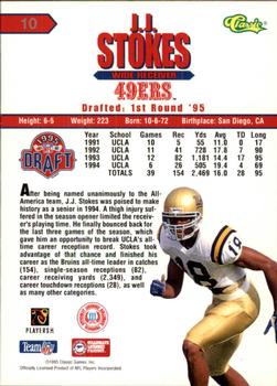 1995 Classic NFL Rookies - Silver #10 J.J. Stokes Back