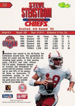 1995 Classic NFL Rookies - Silver #39 Steve Stenstrom Back