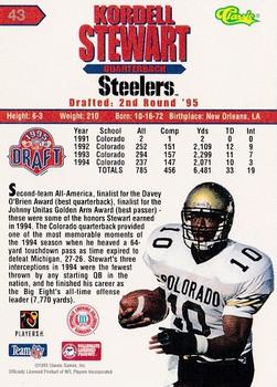 1995 Classic NFL Rookies - Silver #43 Kordell Stewart Back