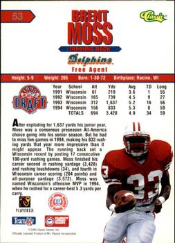 1995 Classic NFL Rookies - Silver #53 Brent Moss Back