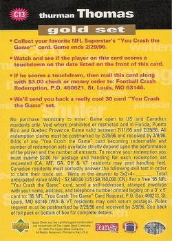 1995 Collector's Choice - You Crash the Game Gold #C13 Thurman Thomas Back