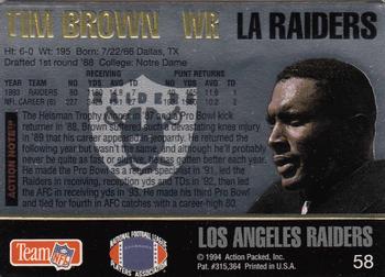 1994 Action Packed #58 Tim Brown Back