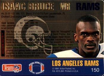 1994 Action Packed #150 Isaac Bruce Back