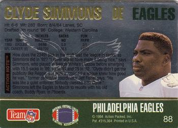 1994 Action Packed #88 Clyde Simmons Back