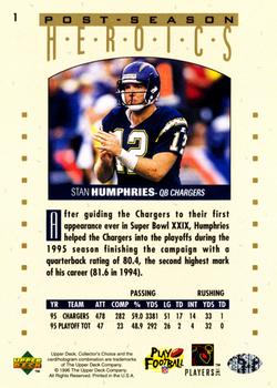 1995 Collector's Choice Update - Post-Season Heroics Gold #1 Stan Humphries Back