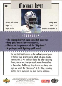 1995 Collector's Choice Update - Silver #U90 Michael Irvin Back