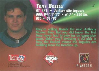 1995 Collector's Edge - Rookies 22K Gold #2 Tony Boselli Back