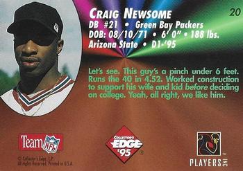 1995 Collector's Edge - Rookies 22K Gold #20 Craig Newsome Back