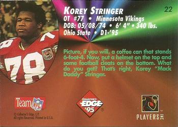 1995 Collector's Edge - Rookies 22K Gold #22 Korey Stringer Back