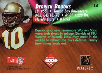 1995 Collector's Edge - Rookies Black Label #14 Derrick Brooks Back
