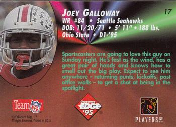 1995 Collector's Edge - Rookies Black Label #17 Joey Galloway Back