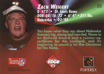 1995 Collector's Edge - Rookies Black Label #23 Zach Wiegert Back
