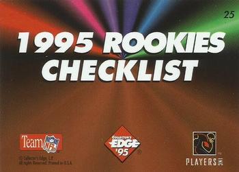 1995 Collector's Edge - Rookies Black Label #25 Checklist Back