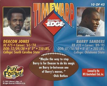 1995 Collector's Edge - TimeWarp Jumbos #10 Deacon Jones / Barry Sanders Back