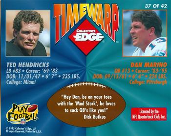 1995 Collector's Edge - TimeWarp Jumbos Autographs #37 Ted Hendricks / Dan Marino Back