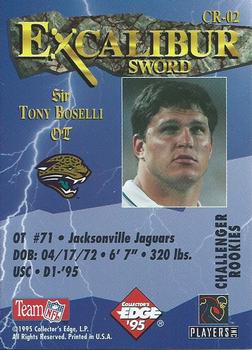 1995 Collector's Edge Excalibur - Challenger Rookies #CR-02 Tony Boselli Back