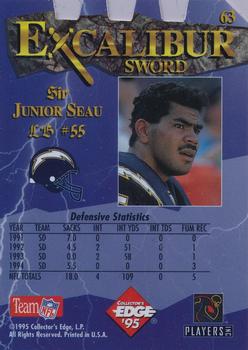 1995 Collector's Edge Excalibur - Die Cuts Sword and Stone Silver #63 Junior Seau Back
