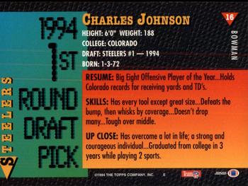 1994 Bowman #16 Charles Johnson Back